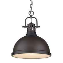  3602-L RBZ-RBZ - Duncan 1 Light Pendant with Chain in Rubbed Bronze with a Rubbed Bronze Shade
